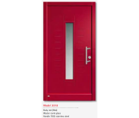 UNILUX Model 2018 Ruby Red JuniorLine Door, Master Carr Glass, Security Handle, Bespoke Timber Entry
